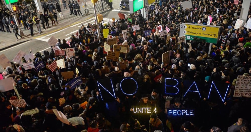 Hundreds Gather at JFK to Protest Trump's Muslim Ban