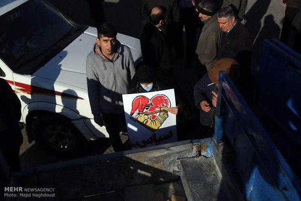 Funeral of martyred firemen in frames