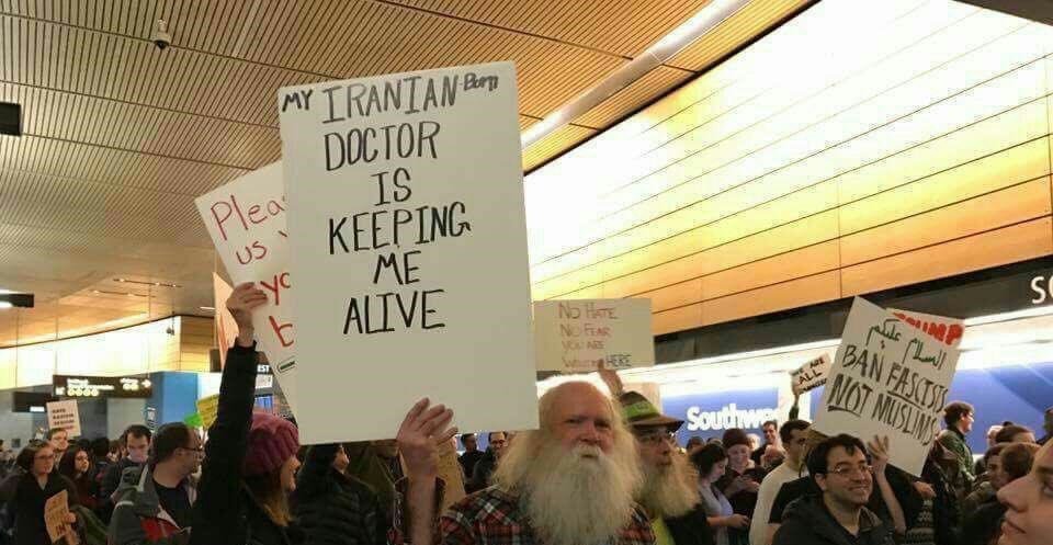 Protests have broken out at the John F Kennedy (JFK) International Airport in New York City in respond to Trump’s visa ban.