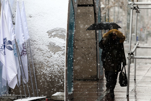 Snowfalls welcomed in polluted Tehran  