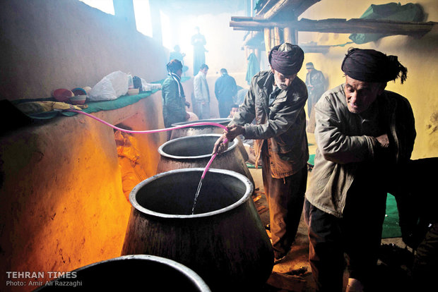 A group of villagers are in charge of preparing the special porridge which is usually served on this occasion.