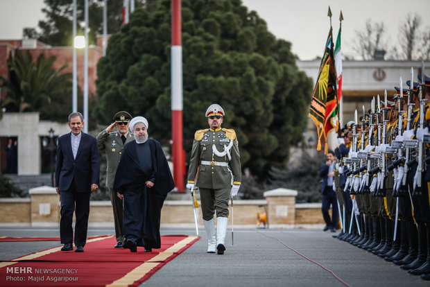 Official farewell to Pres. Rouhani leaving for Oman, Kuwait