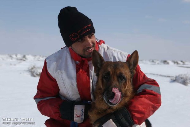 Red Crescent sniffing dog training camp