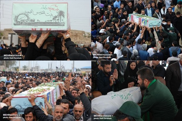  پیکر ۳ شهید گمنام در بردستان تشییع و خاکسپاری شد