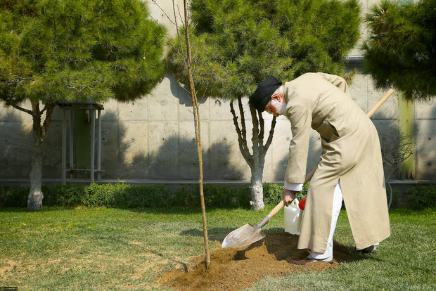 Ayatollah Khamenei planted saplings on Natural Resources Week