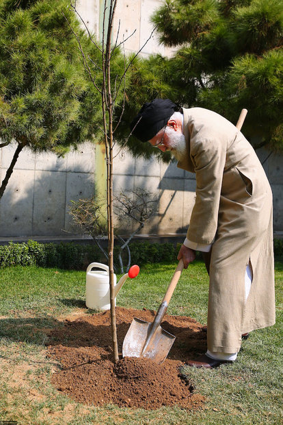 Ayatollah Khamenei planted saplings on Natural Resources Week