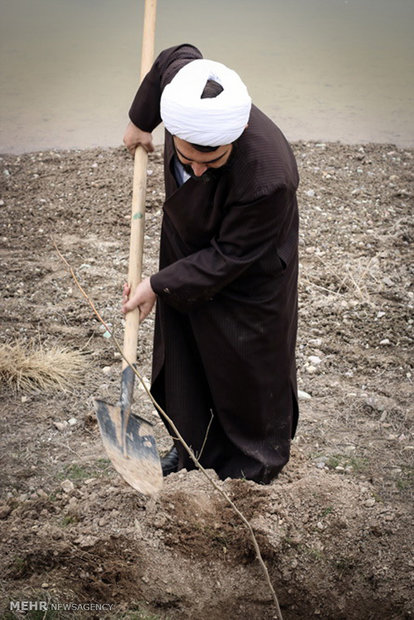 درختکاری اعضای کلاس مجردهای حجت الاسلام شهاب مرادی 