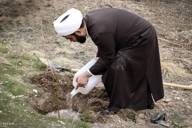 درختکاری اعضای کلاس مجردهای حجت الاسلام شهاب مرادی 