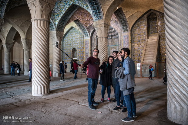 Nowruz tourists in Vakil Mosque of Shiraz