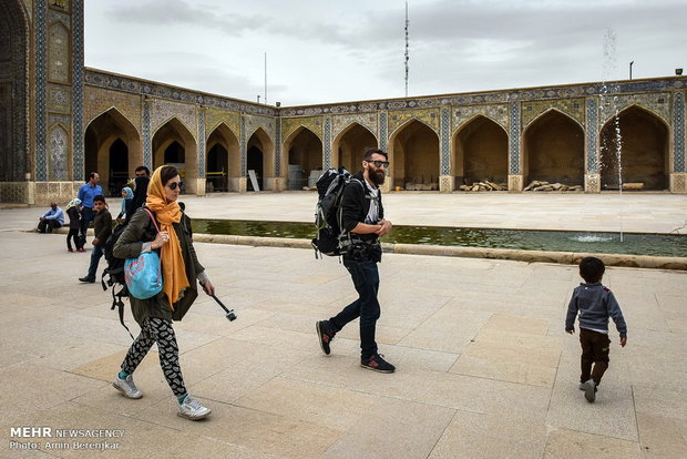 Nowruz tourists in Vakil Mosque of Shiraz