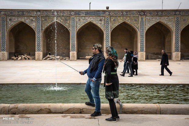 Nowruz tourists in Vakil Mosque of Shiraz