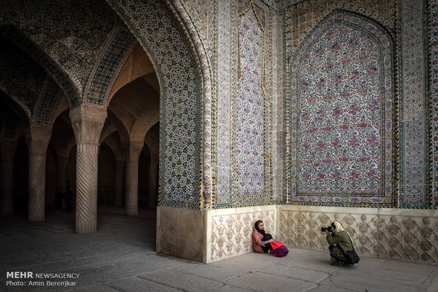 Nowruz tourists in Vakil Mosque of Shiraz