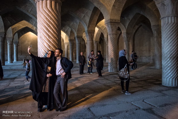 Nowruz tourists in Vakil Mosque of Shiraz