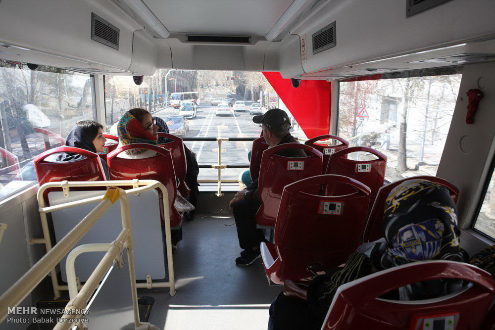 Sightseeing buses tour around Tehran in Nowruz