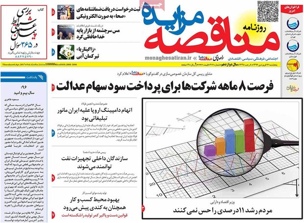 صفحه اول روزنامه‌های اقتصادی ۱۷ فروردین ۹۵