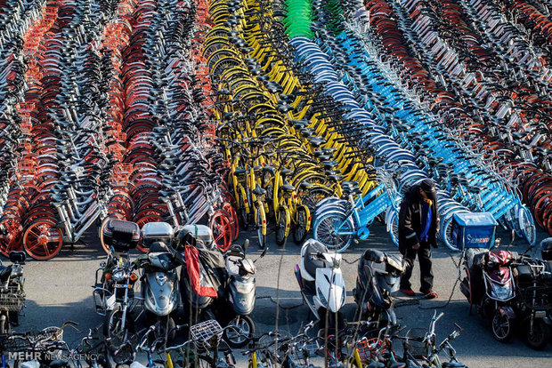 توقیف هزاران دوچرخه در شانگهای‎