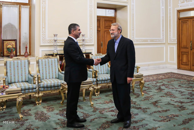 لقاء وزير الدفاع الاذربيجاني مع رئيس مجلس الشورى الاسلامي