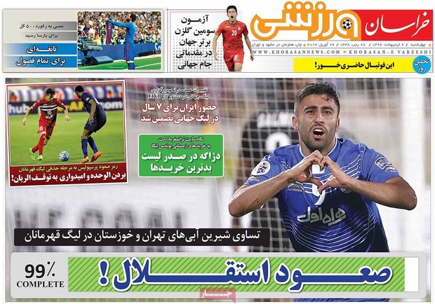 صفحه اول روزنامه‌های ورزشی ۶ اردیبهشت ۹۶
