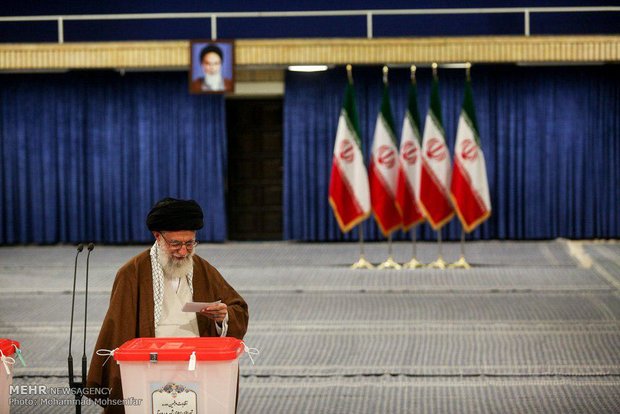 Ayat. Khamenei casts his ballot