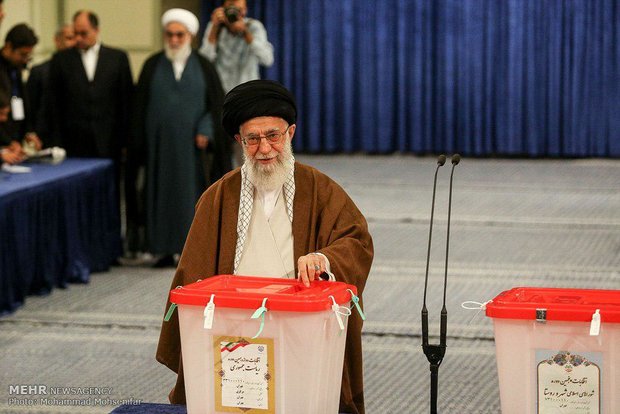 Ayat. Khamenei casts his ballot