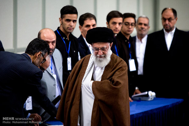 Ayat. Khamenei casts his ballot