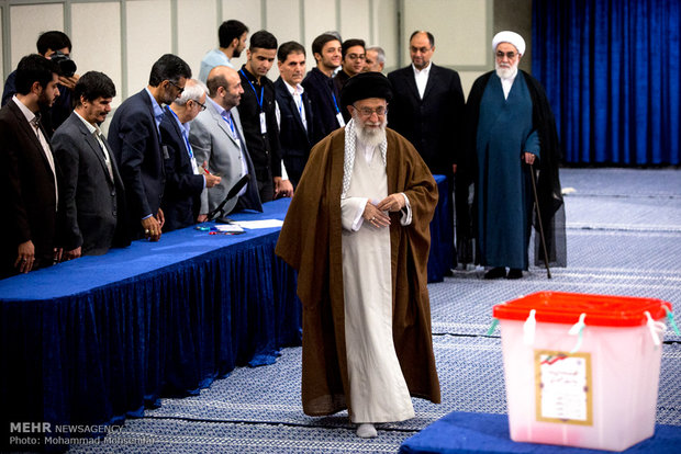 Ayat. Khamenei casts his ballot