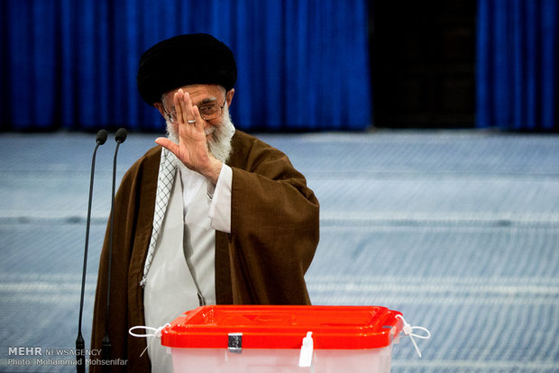 Ayat. Khamenei casts his ballot