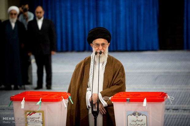 Ayat. Khamenei casts his ballot