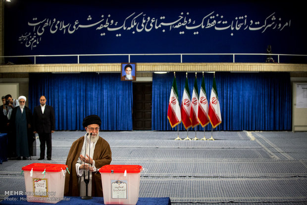 Ayat. Khamenei casts his ballot