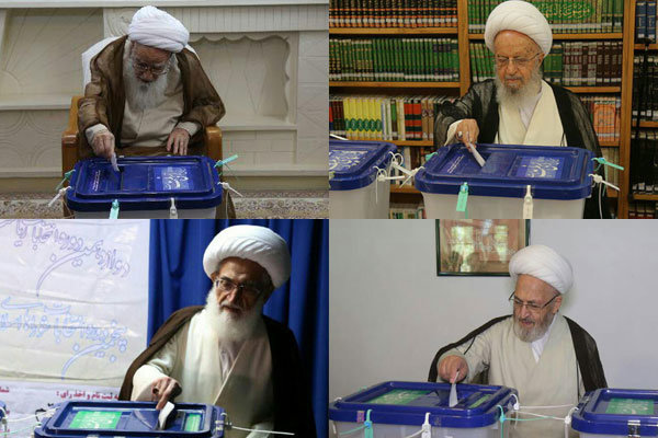 مراجع الدين الايرانيون في قم يدلون بأصواتهم في الانتخابات /فيلم