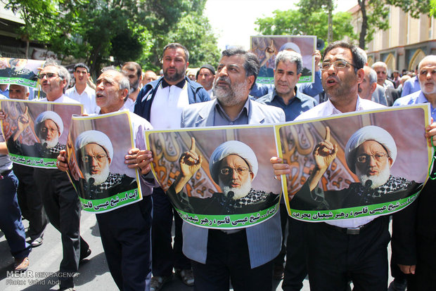 People in Tabriz denounce Bahrain crack-down on cleric