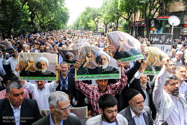 People in Tabriz denounce Bahrain crack-down on cleric