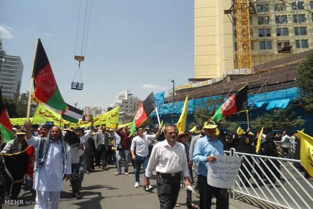 حضور مهاجرین افغانستانی در راهپیمایی روز قدس مشهد