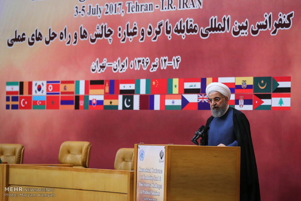 حجت الاسلام حسن روحانی در کنفرانس بین المللی مقابله با گرد و غبار