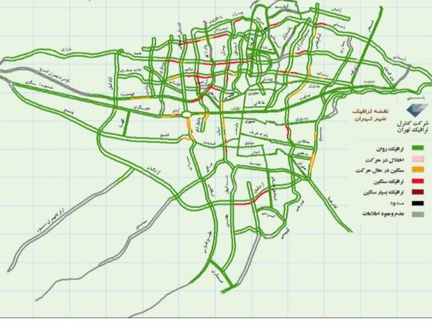 جزئیات ترافیک در خیابان های پایتخت/۴ بزرگراه پرتردد