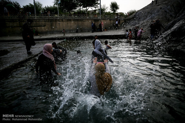 آبتنی تابستانی در چشمه علی