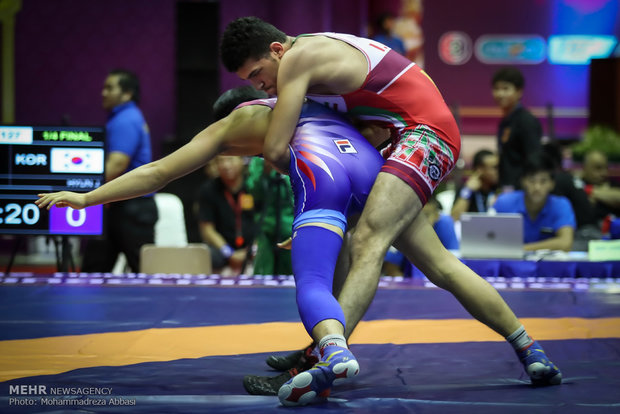 Cadet wrestlers at Asian Championships in Bangkok, Day 2 