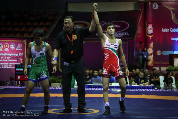 Cadet wrestlers at Asian Championships in Bangkok, Day 2 