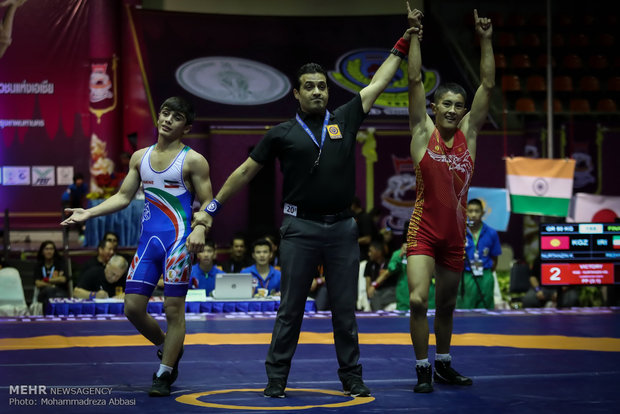 Cadet wrestlers at Asian Championships in Bangkok, Day 2 