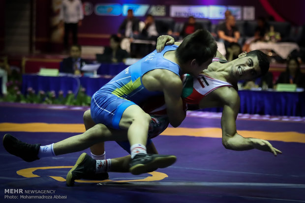 Cadet wrestlers at Asian Championships in Bangkok, Day 2 