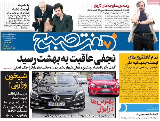 صفحه اول روزنامه‌های ۶ شهریور ۹۶