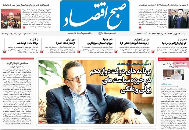 صفحه اول روزنامه‌های اقتصادی ۶ شهریور ۹۶