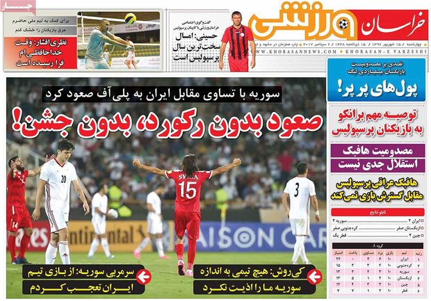 صفحه اول روزنامه‌های ورزشی ۱۵ شهریور ۹۶