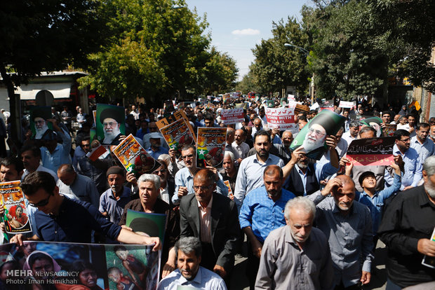 راهپیمایی مردم همدان در محکومیت جنایات علیه مسلمانان میانمار