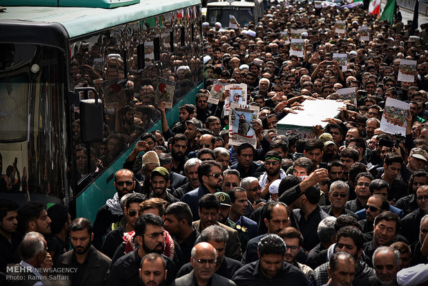 مراسم تشییع دو شهید مدافع حرم رضا سنجرانی و محمد رضا یزدانی‎