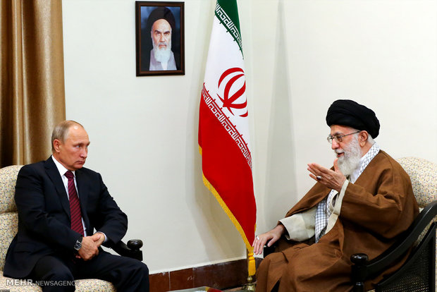 Iran Leader Ayat. Khamenei meets Russia's Vladimir Putin