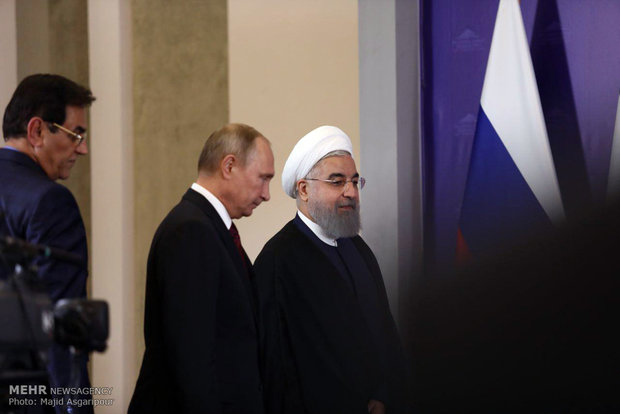 Rouhani, Putin, Aliyev press conference in Tehran