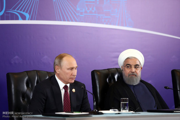 Rouhani, Putin, Aliyev press conference in Tehran