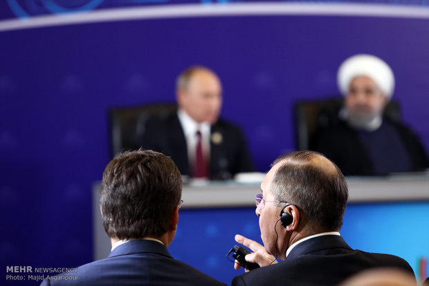 Rouhani, Putin, Aliyev press conference in Tehran