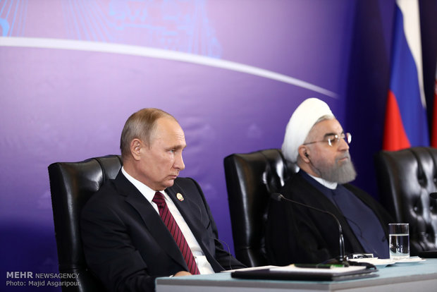 Rouhani, Putin, Aliyev press conference in Tehran